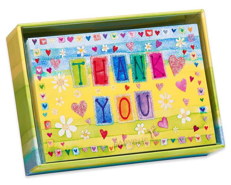 Papyrus Thank You Cards with Envelopes, Glitter Hearts (14-Count) - Image 5